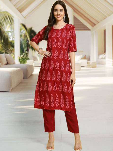 Anouk Rustic Printed Crepe Straight Kurta for Women