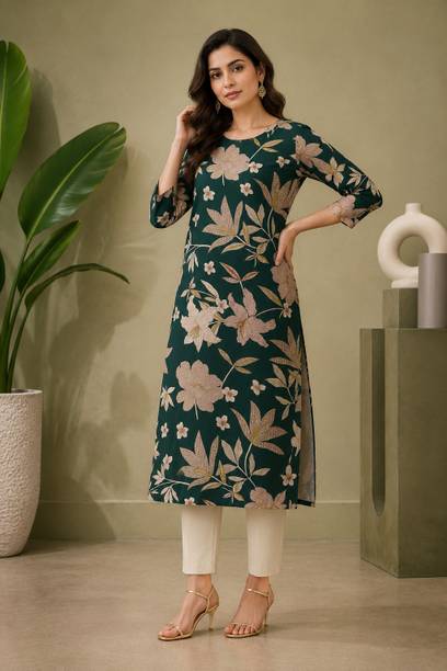 KETAKI FASHION Floral Print Crepe Straight Kurta for Women