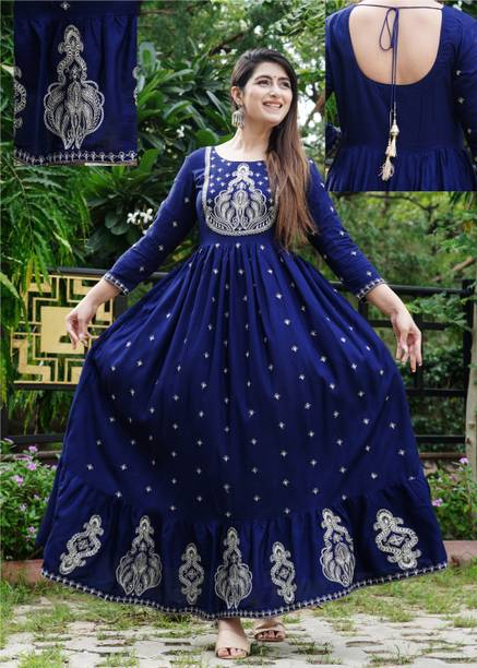 DSS FASHION Women Embroidered Cotton Rayon Anarkali Kurta