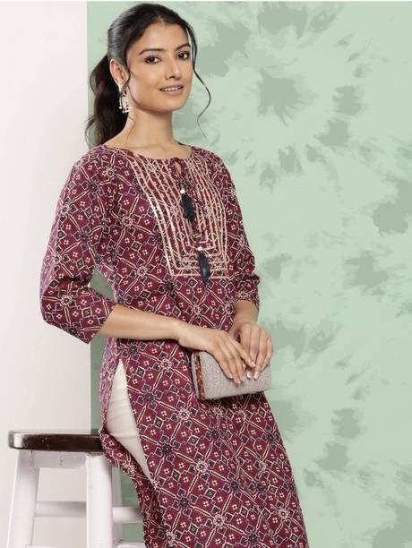 Samiksha Textile Women Printed Viscose Rayon Straight Kurta