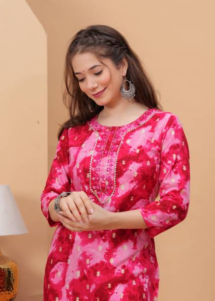 PHYSIL Women Embroidered Viscose Rayon Straight Kurta