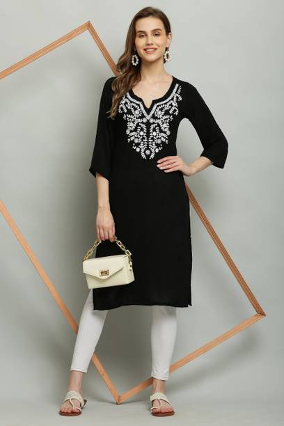 Mallory Winston Women Embroidered Pure Cotton A-line Kurta