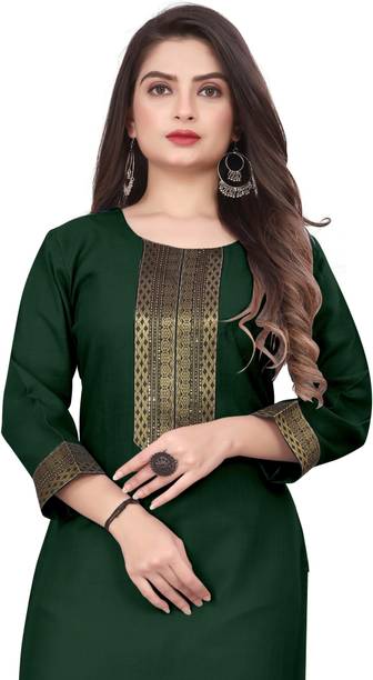 dhanshree tex Women Woven Design Cotton Blend Straight Kurta (Mul