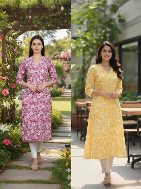 shyam club Women Printed Straight Kurta