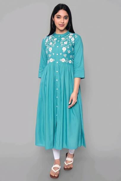 Women Printed Cotton Rayon A-line Kurta