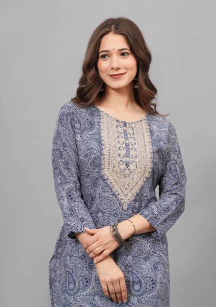 PHYSIL Women Embroidered, Printed Viscose Rayon Straight Kurta