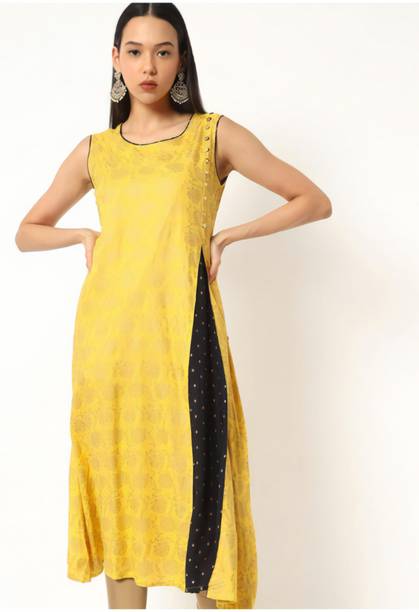 Women Printed Viscose Rayon Asymmetric Kurta