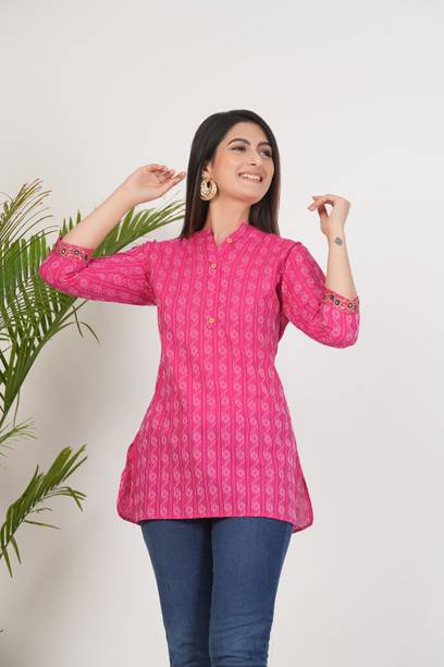 Tanishka Casual Printed Women Pink Top