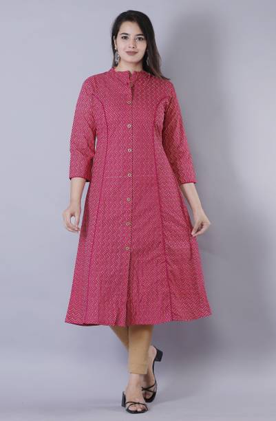 Women Geometric Print Cotton Blend A-line Kurta