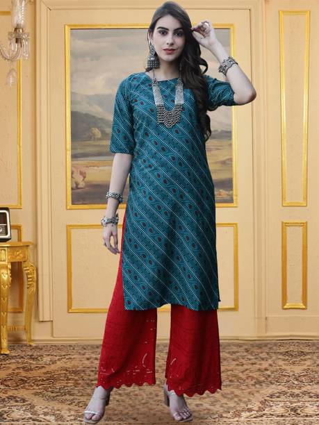 Printed Crepe Straight Kurta for Women