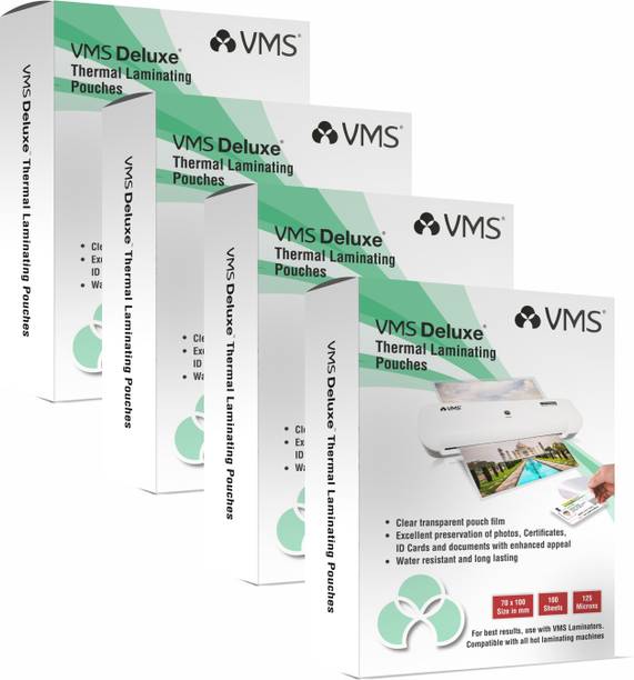 VMS Deluxe Thermal Lamination Pouch 70mmx100mm 125 Micron - 4x100 sheets for ID card Laminating Sheet