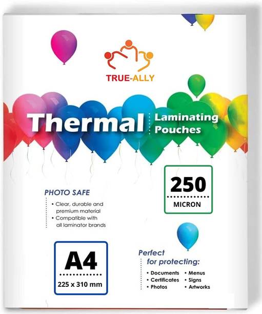 true ally 250 micron lamination pouch clear thermal transparent waterproof 50 sheets a4 laminating sheet