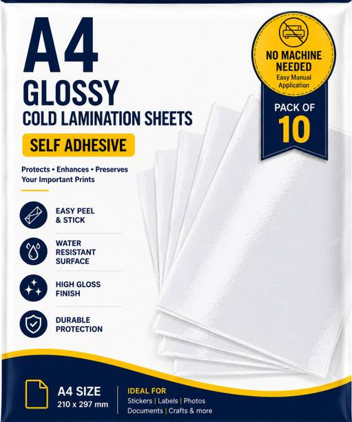 PRINZ A4 Self Adhesive Cold Lamination Sheets | Transparent Glossy | Waterproof | A4 Laminating Sheet