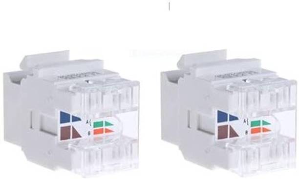 RAREGEAR CAT 6 RJ45 Keystone Jack for Network Patch Panel, Wall Plate ( Pack Of 2 ) Wired Ethernet Lan Adapter compatible with Mac, Linux