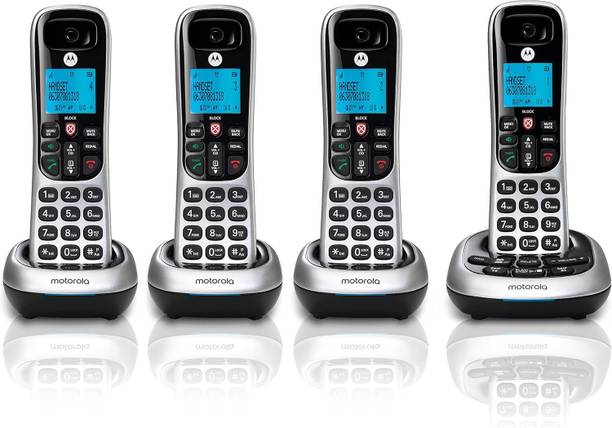 MOTOROLA CD4014 Digital Cordless Telephone with Answering Machine 4 Handsets Cordless Landline Phone with Answering Machine