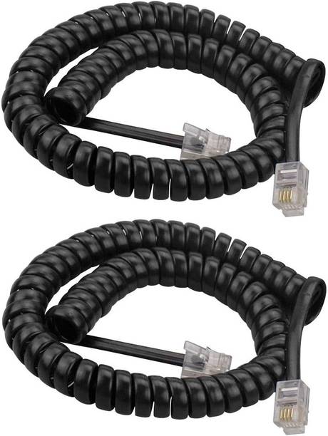 TAAPSEE 2 Pack 2 Meter Telephone Handset Phone Extension Cord Curly Coil Line Wire Cable Corded & Cordless Landline Phone