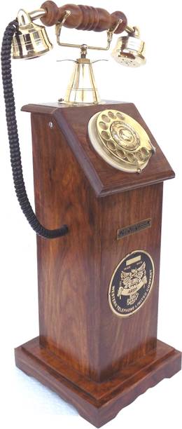 Handicraft SHEESHAM MADE VINTAGE LOOK PILLAR SHAPE Corded Landline Phone