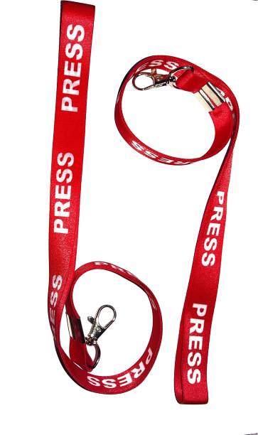 AmanGola Press Ribbon(RED) 20 mm (Pack of 2) Unisex Solid Strap Press Printed Lanyard