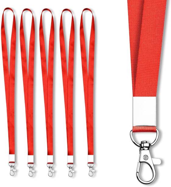 JSMSH 1 inch Thick Lanyards with Badge Clip (Red, Pack of 5) Lanyard
