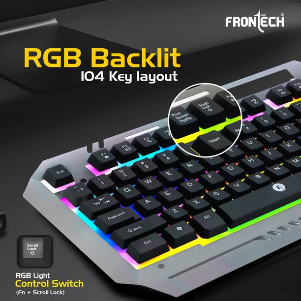 Frontech KB-0039 Wired Super Design Gaming Keyboard and Optical Mouse| RGB Backlight Combo Set