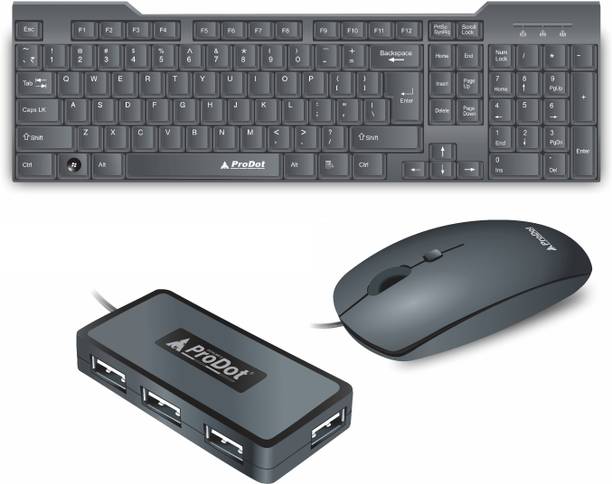 PRODOT Set of 3 High-Performance Keyboard And Mouse Combo With USB Hub Combo Set