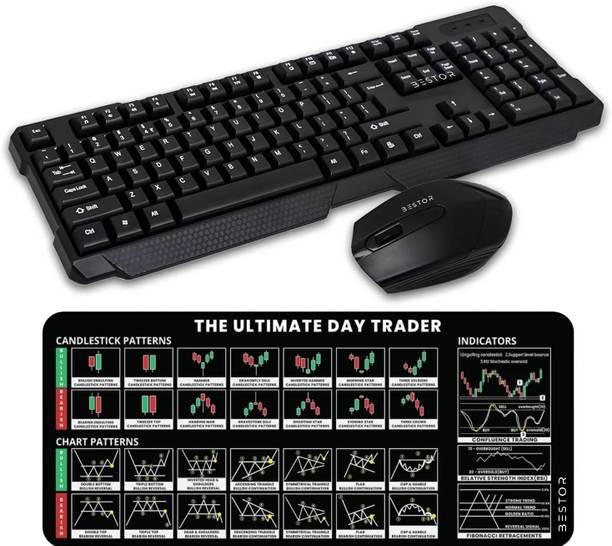 Bestor Set of 3 Large Trading Mantras Mouse Pad With Wireless Mouse Wireless keyboard Combo Set
