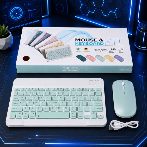 deved 3 Bluetooth Keyboard Mouse Combo| Durable Rechargeable Design | Multicolor Combo Set