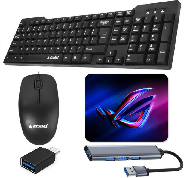 The Originals Set of 5 Keyboard and Mouse Combo with Aluminium USB Hub, C-Type OTG, Mouse Pad Combo Set