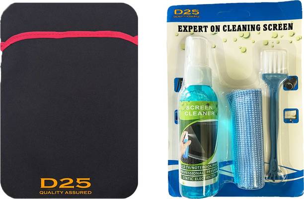 D25 Combo Pack OF 15.6 Inch Laptop Sleeve & 3 In 1 Laptop Cleaner Kit (Brush+Cloth) Combo Set