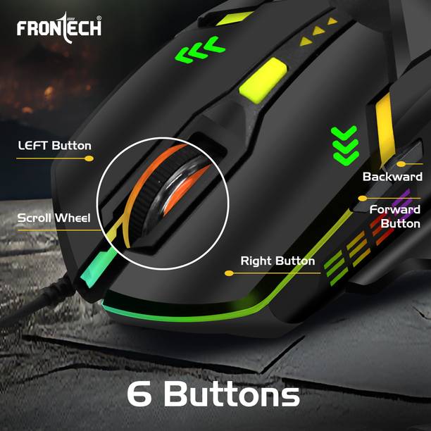 Frontech KB-0039 Wired Super Design Gaming Keyboard and Optical Mouse| RGB Backlight Combo Set