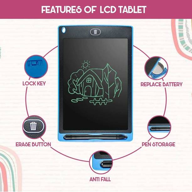 TINSUHG Writing pad Drawing Tablet with Pen Electronic LCD Kids Tablet, 8.5 Inch Screen Combo Set
