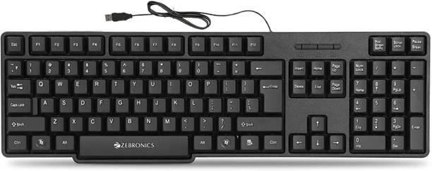 ZEBRONICS Zeb-K20, USB keyboard,Retractable Stand Wired USB Standard Desktop Keyboard Compatible with Desktop