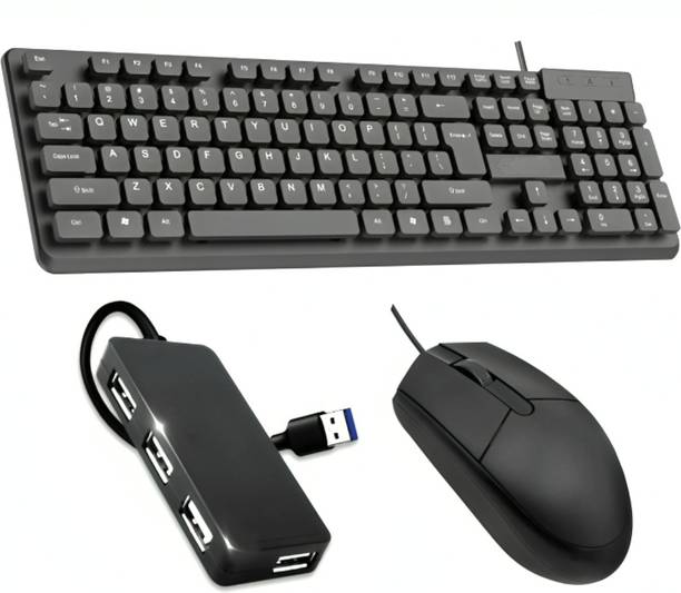 Henture Set of 3 Keyboard and Mouse Combo with USB Hub Combo Set