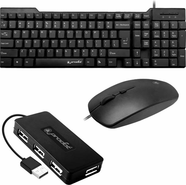 PRODOT Set of 3 High-Performance Floated Key Keyboard And Mouse Combo With USB Hub Combo Set