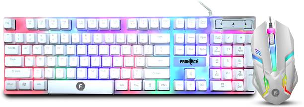 Frontech KB-0040PW Wired Gaming Keyboard and Optical Mouse | RGB Backlight | 105 Keys Combo Set