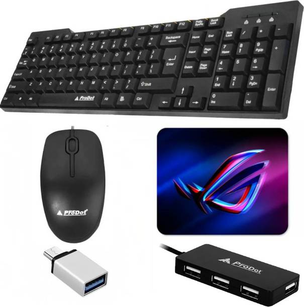 Henture Alive Set of 5 Keyboard and Mouse Combo with USB Hub, C-Type OTG Cable,Mouse Pad Combo Set
