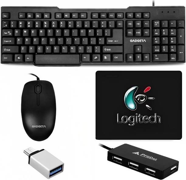 Henture 5-in-1 Gaming Keyboard and Mouse Combo with USB Hub,OTG Cable, and Mouse Pad Combo Set