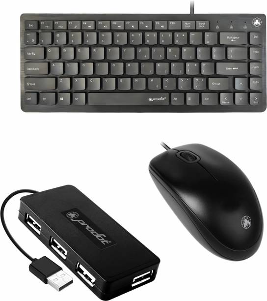 PRODOT 217 Mini Wired Keyboard And Mouse Combo With USB Hub Combo Set