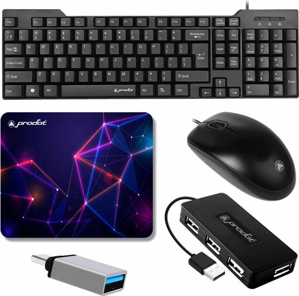 PRODOT High Performance Set of 5 Wired Combo 247s Keyboard & 185 Mouse Combo Set