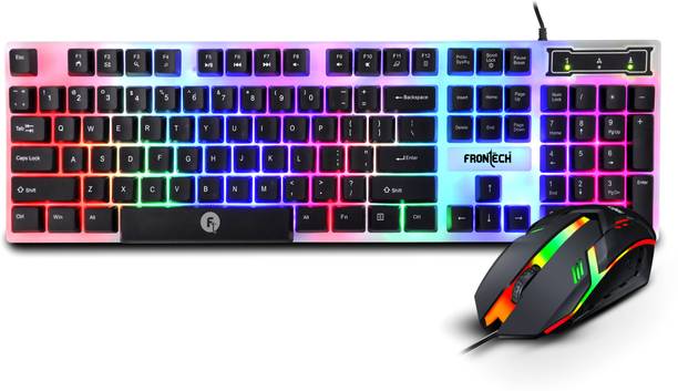 Frontech KB-0040P Wired Gaming Keyboard and Optical Mouse | RGB Backlight | 105 Keys Combo Set