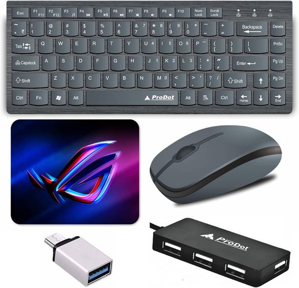 Henture Mini Keyboard and Mouse Combo Set with USB Hub, Mouse Pad & Type-C OTG Combo Set
