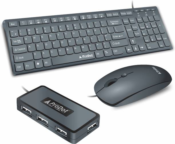 PRODOT High-Performance Keyboard, Mouse & USB Hub Set for Laptop, PC, Game and Work Combo Set