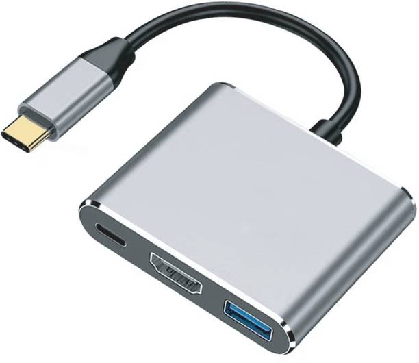 Linetek UHP , 3-in-1 Multiport Converter Type C to USB3.0+HDMI+PD 100 W Adapter