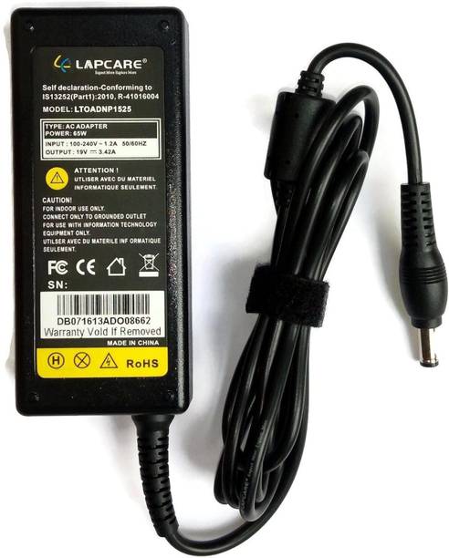 LAPCARE A80 A85 A110 E205-S1904 E305 L10 L15 Laptop Ac Adaptor/Charger- White, 2-Pin 65 W Adapter