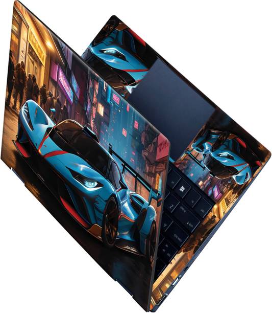 Flipkart SmartBuy _All Panel_Blue super car city Vinyl Laptop Skin Compatible for 15.6 inch