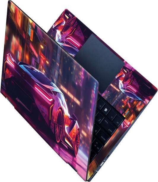 Flipkart SmartBuy _All Panel_City with neon light car Vinyl Laptop Skin Compatible for 15.6 inch