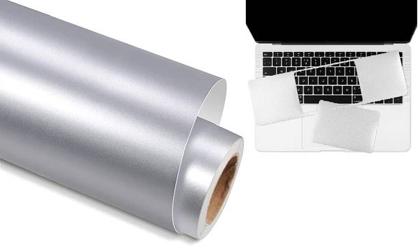 SUPERFAB Laptop Universal Silver Wrap Skin Sticker Sheet Size 15 inch X 24 Inch Vinyl Laptop Skin Compatible for 15.9 inch