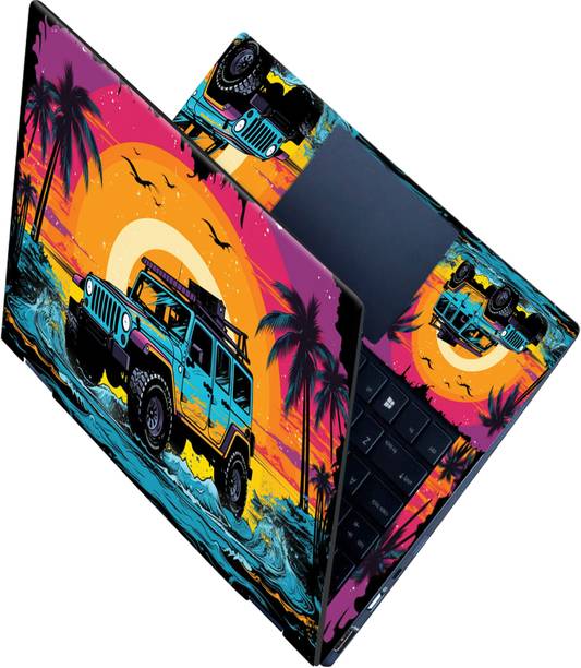 SCOTLON All Panel_Blue jeep_Premium Laptop Skin Vinyl Laptop Skin Compatible for 15.6 inch