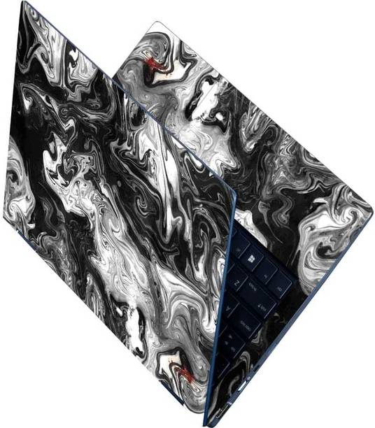 Flipkart SmartBuy Full Body Laptop Skin for Laptops Upto 15.6 Inch - Marble Black While Art HD Sticker No Residue Removable Self Adhesive Vinyl Reusable Laptop Skin Compatible for 15.6 inch