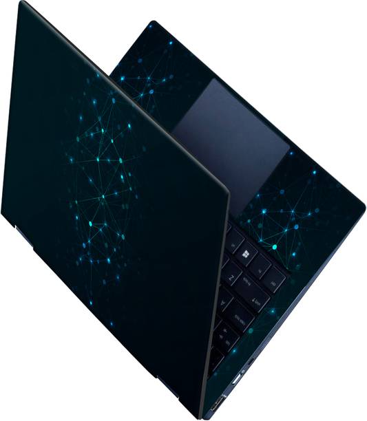 SCOTLON _All Panel_Green blue node line_ Vinyl Laptop Skin Compatible for 15.5 inch